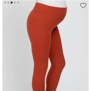 COPY - Rust ribbed maternity leggings
